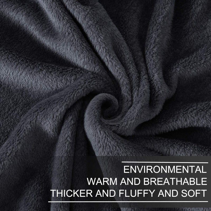 Richave Fleece Blanket Queen Size for All Season 350GSM - Premium Lightweight Anti-Static Throw for Queen/Full Size Bed Extra Soft Brush Fabric Warm Sofa Thermal Blanket 90" x 90"(Dark Gray Queen) - Image 4